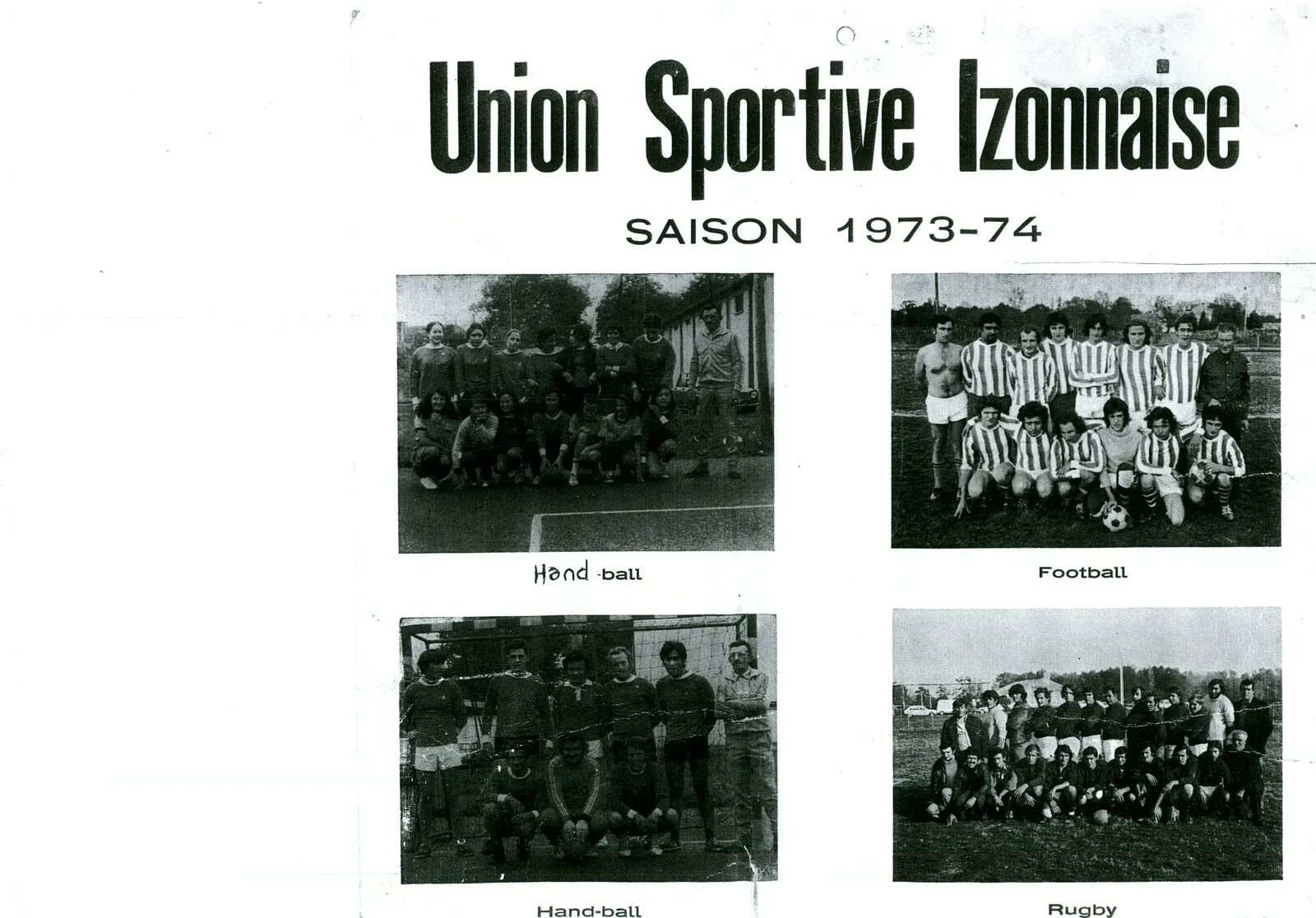 Union Sportive Izonnaise, saison 1973-74 : planche des équipes