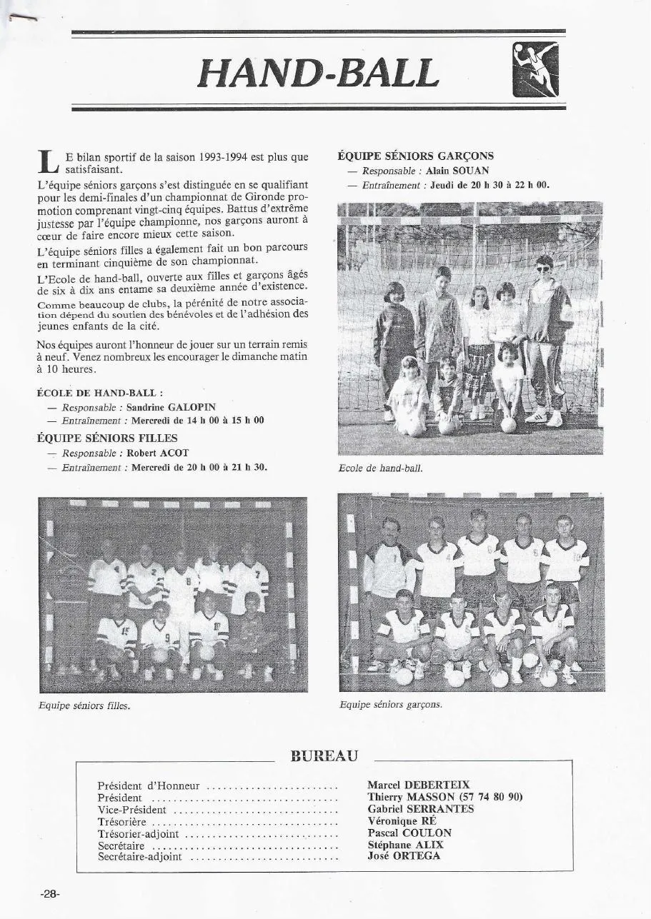 Page Hand-ball du bulletin municipal